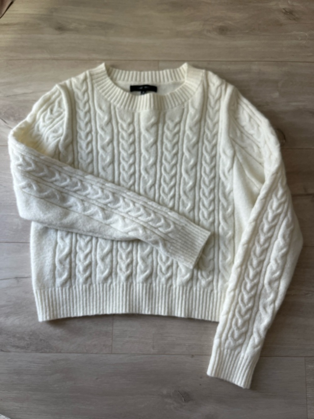Love Tree Cream Cable Knit Crewneck Sweater